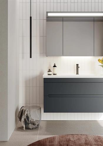 Orka Varna 120 cm Mat Antrasit Banyo Dolabı Takımı (Ledli-Dolaplı Ayna)