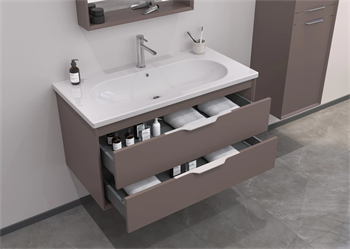 Orka Clay 100 cm Toprak Çekmeceli Banyo Dolabı Takımı