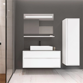 Orka Verona 100 cm, Beyaz, Banyo Dolabı Takımı (Ledli Ayna)