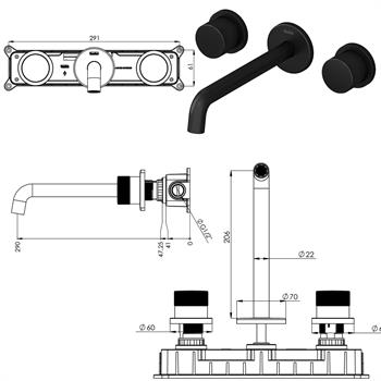 Teska Lavabo Bataryası, Tria, Ankastre, Full Siyah, E5218