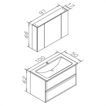 Orka Nuvola 100 cm Kaşmir Banyo Dolabı Takımı