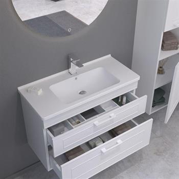 Orka Limpo 80 cm Beyaz Banyo Dolabı Alt Modül ve Lavabo