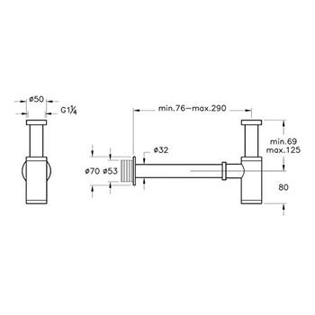 Artema Lavabo Sifonu, Alt Grubu (T Tipi) Bakır, A4512326