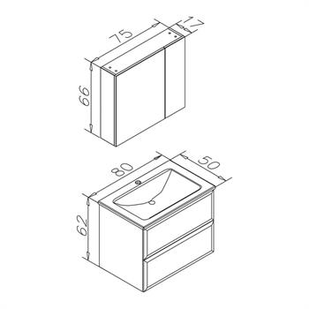 Orka Nuvola 80 cm Kaşmir Banyo Dolabı Takımı