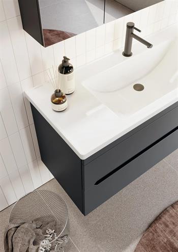 Orka Varna 100 cm Mat Antrasit Banyo Dolabı Takımı (Ledli-Dolaplı Ayna)