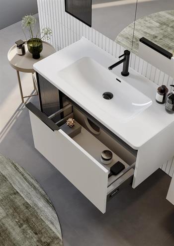 Orka Pure 100 cm Mat Beyaz Banyo Dolabı Takımı