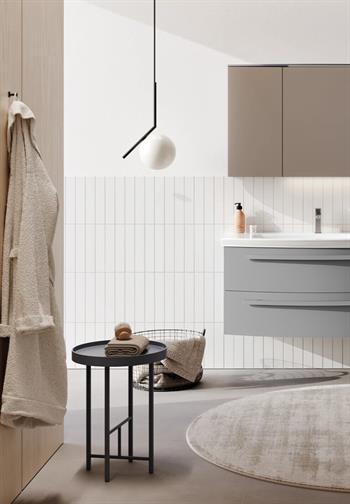 Orka Urla 110 cm Parlak Gri Banyo Dolabı Takımı (Ledli-Dolaplı Ayna)