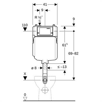 Geberit Alpha Helataşı İçin Gömme Rezervuar, 8 cm, 109.175.00.1
