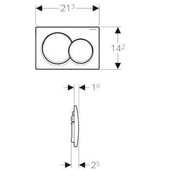 Geberit Alpha01 Kumanda Kapağı Çift Basmalı, Mat Krom, 115.035.46.1