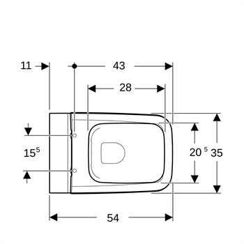 Geberit Asma Klozet, iCon Square Rimfree, Kapak Rezervuar, Stop Valf, Kumanda Paneli Dahil, 501.671.00.1-Set