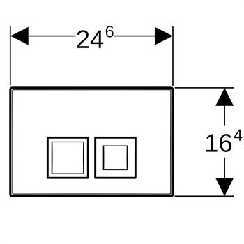 Geberit Delta25 (eski Delta35) kumanda Paneli Çift Basmalı, Mat Krom, 115.135.46.5