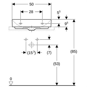 Geberit One Çanak Lavabo 50x41cm Beyaz, 505.031.01.6