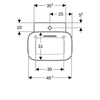 Geberit One CleanDrain Çanak Lavabo 50x42.5cm Karatect, 505.051.00.1