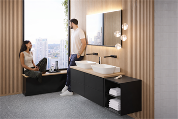 Geberit One Köşeli Tasarımlı Lavabo Bataryası, Mat siyah, 116.465.14.1