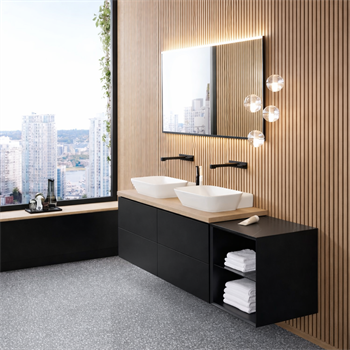Geberit One Köşeli Tasarımlı Lavabo Bataryası, Mat siyah, 116.465.14.1