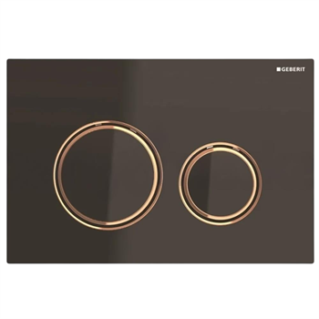 Geberit Sigma21 Kumanda Kapağı, Çift Basmalı (Bronz Basma Buton), Siyah Cam, 115.650.SJ.1