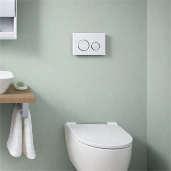 Geberit Sigma21 Kumanda Kapağı, Çift Basmalı (Krom Basma Buton), Beyaz Cam, 115.884.SI.1