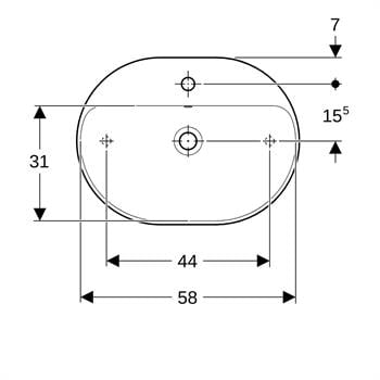 Geberit VariForm Eliptik Lavabo 60x45 cm Beyaz, 500.777.01.2
