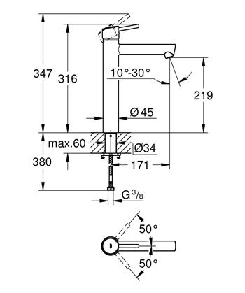 Grohe Concetto Tezgah Üstü Lavabo Bataryası Krom, 23920001