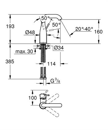 Grohe Essence New Lavabo Bataryası Krom, 24176001