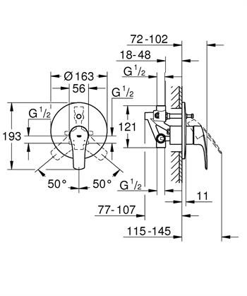 Grohe Eurosmart Ankastre Banyo Bataryası, Krom, 33305003