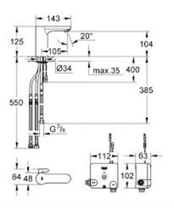 Grohe Eurosmart Cosmopolitan E Powerbox Krom, 36386000