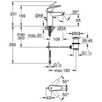 Grohe Eurosmart Lavabo Bataryası (Sifon Kumandalı), Mat Siyah, 332652433