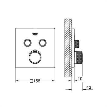 Grohe Grohtherm SmartControl Akış Kontrollü Ankastre Termostatik Banyo Bataryası (2 Yollu, Sıva Üstü Grubu), Fırçalı Sert Grafit, 29124AL0