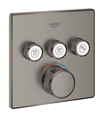 Grohe Grohtherm SmartControl Akış Kontrollü Ankastre Termostatik Banyo Bataryası (3 Yollu, Sıva Üstü Grubu), Fırçalı Sert Grafit, 29126AL0