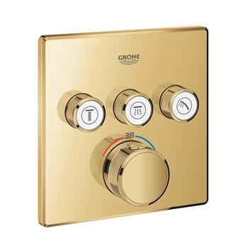 Grohe Grohtherm SmartControl Akış Kontrollü Ankastre Termostatik Banyo Bataryası (3 Yollu, Sıva Üstü Grubu), Altın, 29126GL0