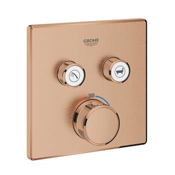 Grohe Grohtherm SmartControl Akış Kontrollü Ankastre Termostatik Banyo Bataryası (2 Yollu, Sıva Üstü Grubu), Fırçalı Bakır, 29124DL0