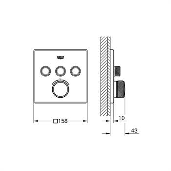 Grohe Grohtherm SmartControl Akış Kontrollü Ankastre Termostatik Banyo Bataryası (3 Yollu, Sıva Üstü Grubu), Fırçalı Sert Grafit, 29126AL0