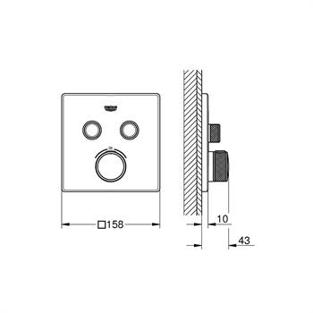 Grohe Grohtherm SmartControl Akış Kontrollü Ankastre Termostatik Banyo Bataryası (2 Yollu, Sıva Üstü Grubu), Fırçalı Altın, 29124GN0