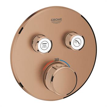 Grohe Grohtherm SmartControl Çift Valfli Akış Kontrollü, Ankastre Termostatik Banyo Bataryası (Sıva Üstü Grubu), Fırçalı Bakır, 29119DL0