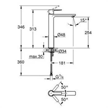 Grohe Lineare Tezgah Üstü Lavabo Bataryası, Fırçalı Sert Grafit, 23405AL1