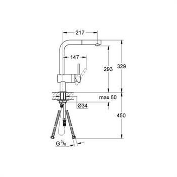 Grohe Minta Spiralli Eviye Bataryası Krom, 32168000