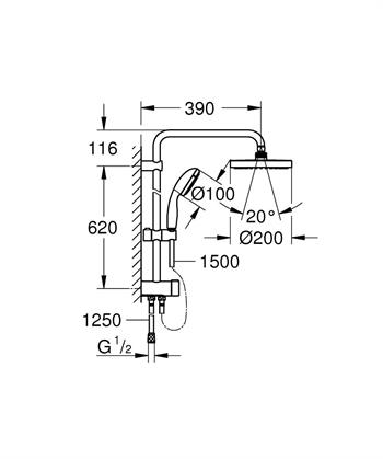 Grohe New Tempesta 200 Duş Sistemi Krom,27389002