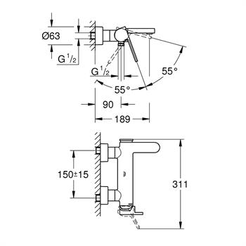 Grohe Plus Banyo Bataryası, Krom, 33553003
