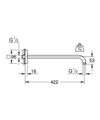 Grohe Rainshower Duş Başlığı Kolu, 422 mm Krom, 26145000