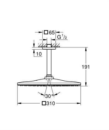 Grohe Rainshower Mono 310 Cube Tepe Duşu Seti, 31 cm Krom, 26566000
