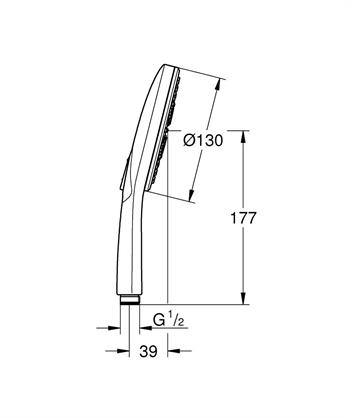 Grohe RainShower SmartActive 130 El Duşu, 3 Akışlı, Hayalet Siyah, 22127KF0