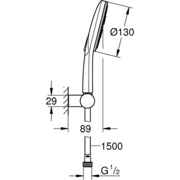 Grohe RainShower SmartActive 130 El Duşu, 3 Akışlı, Krom, 26580000