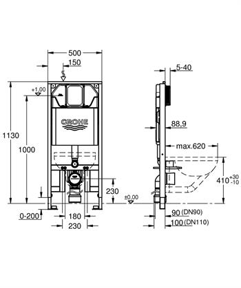 Grohe Rapid SL Gömme Rezervuar, Alçıpan, İnce, 39687000