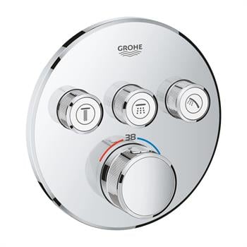 Grohe SmartControl Akış Kontrollü Ankastre Termostatik Banyo Bataryası (3 Yollu, SıvaÜstü Grubu),Krom, 29121000