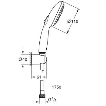 Grohe Tempesta 110 El Duşu, 2 Fonksiyonlu Krom, 2759730E