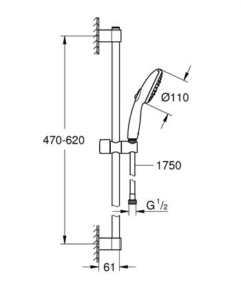 Grohe Tempesta 110 Sürgülü Duş Seti, 3 Fonksiyonlu Krom, 27644003
