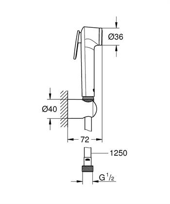 Grohe Tempesta F Taharet Spreyi 30 Duvardan Askılı Set, 1 Akışlı Krom, 27513001 