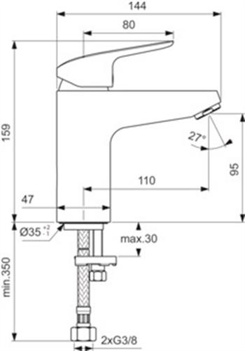 Ideal Standard Ceraflex Grande Lavabo Bataryası-Chrome-Sifon Kumandasız B1714AA