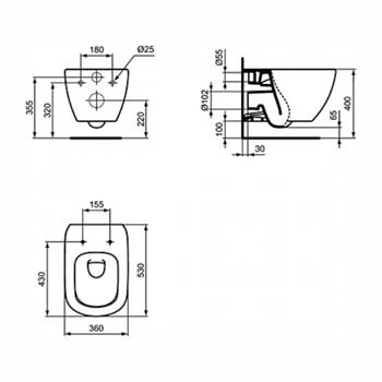 Ideal Standard Tesi Asma Klozet-Silk Black-AquaBlade® T0079V3