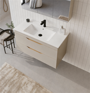 Orka Lena 100 cm Çöl Beji Banyo Dolabı Alt Modül Ve Lavabo (Çekmeceli), 5008054